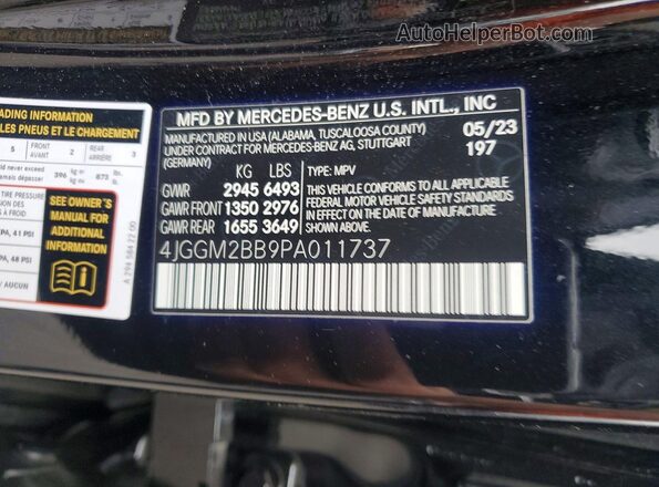 4JGGM2BB9PA011737 2023 MERCEDES-BENZ EQE Black Вид наклейки з VIN-кодом