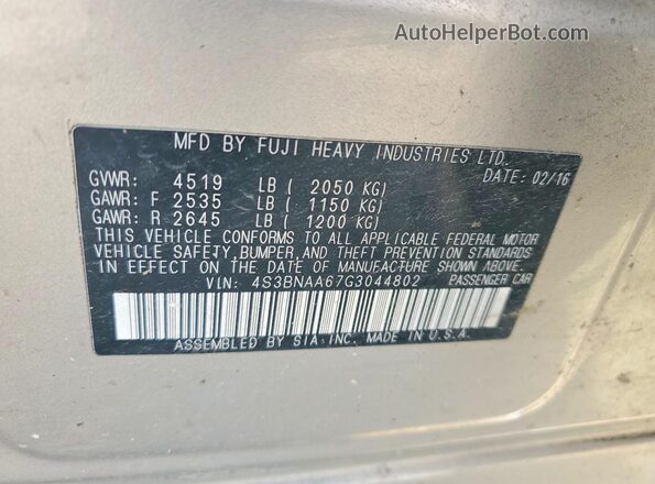 4S3BNAA67G3044802 2016 SUBARU LEGACY Tan Շարժիչի բաժամունքի տեսք