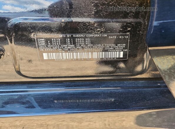 4S3BNAB69K3024669 2019 SUBARU LEGACY Black Вид підкапотного простору