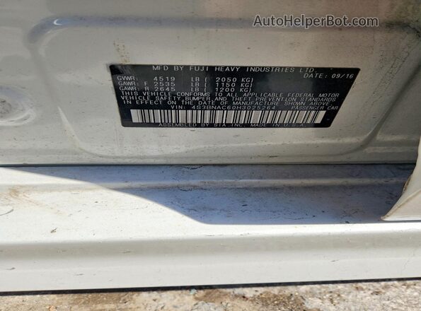 4S3BNAC60H3025264 2017 SUBARU LEGACY White Vista de la etiqueta del VIN