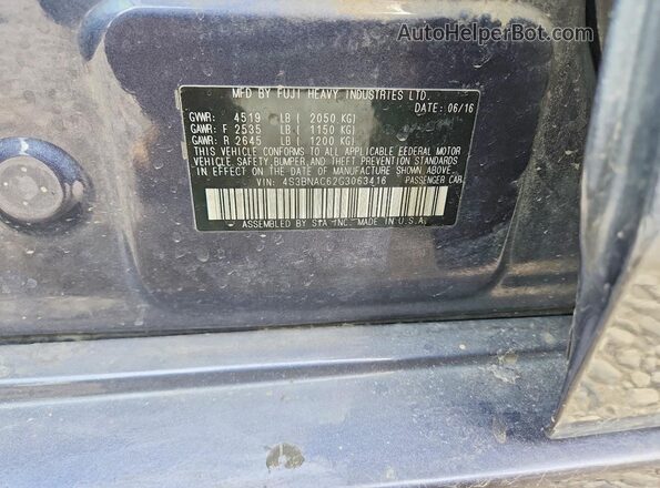 4S3BNAC62G3063416 2016 SUBARU LEGACY Gray Вид підкапотного простору