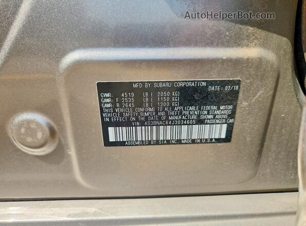 4S3BNAC64J3034605 2018 SUBARU LEGACY Gold Շարժիչի բաժամունքի տեսք