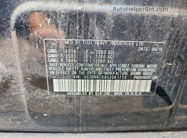 4S3BNAC69G3061713 2016 SUBARU LEGACY Черный Вид подкапотного пространства