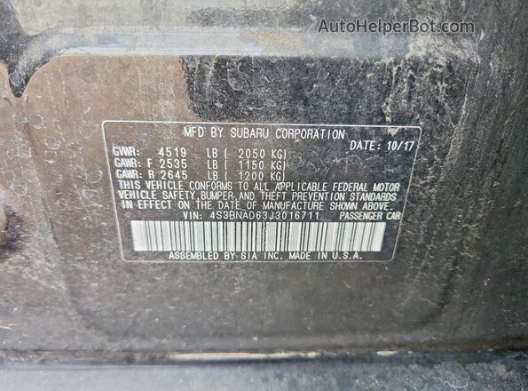 4S3BNAD63J3016711 2018 SUBARU LEGACY Black Vista del compartimento del motor