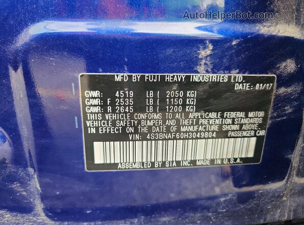 4S3BNAF60H3049804 2017 SUBARU LEGACY Blue Вид підкапотного простору