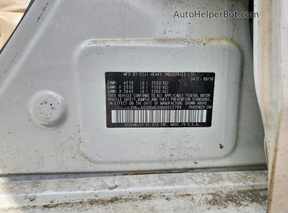4S3BNAF68H3022768 2017 SUBARU LEGACY Белый Вид подкапотного пространства
