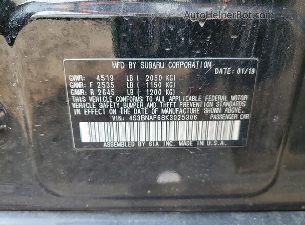 4S3BNAF68K3025306 2019 SUBARU LEGACY Black Շարժիչի բաժամունքի տեսք