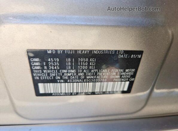 4S3BNAL65G3033780 2016 SUBARU LEGACY Beige Շարժիչի բաժամունքի տեսք