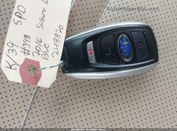 4S3BNAN61G3032736 2016 SUBARU LEGACY Blue Вид панелі приладів