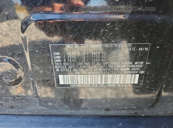4S3BNAN67G3057737 2016 SUBARU LEGACY Black Engine compartment view