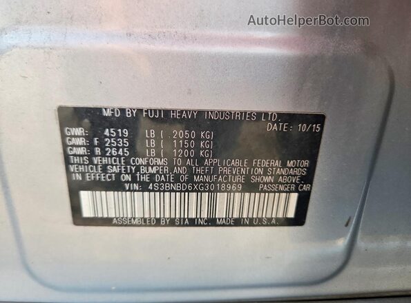 4S3BNBD6XG3018969 2016 SUBARU LEGACY Silver Շարժիչի բաժամունքի տեսք