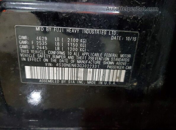 4S3BNEN63G3022331 2016 SUBARU LEGACY Black VIN sticker view