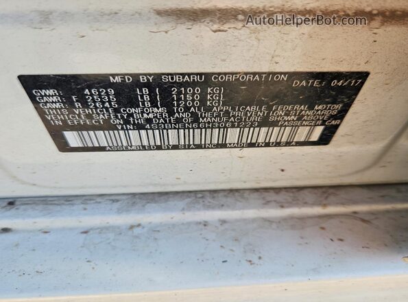4S3BNEN66H3061223 2017 SUBARU LEGACY White Engine compartment view