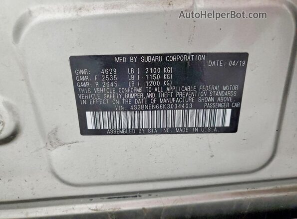 4S3BNEN66K3034403 2019 SUBARU LEGACY Beige Շարժիչի բաժամունքի տեսք