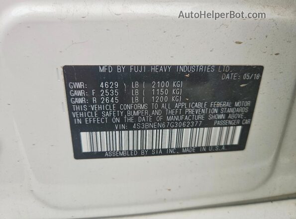 4S3BNEN67G3062377 2016 SUBARU LEGACY Белый Вид подкапотного пространства