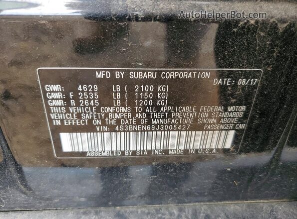 4S3BNEN69J3005427 2018 SUBARU LEGACY Black Շարժիչի բաժամունքի տեսք