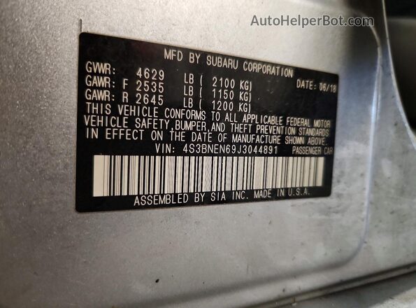 4S3BNEN69J3044891 2018 SUBARU LEGACY Silver Շարժիչի բաժամունքի տեսք
