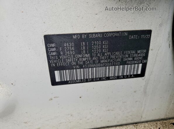 4S3BWAB66P3007140 2023 SUBARU LEGACY White 