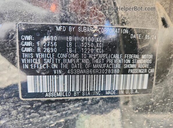 4S3BWAB66R3028380 2024 SUBARU LEGACY Black Вид підкапотного простору