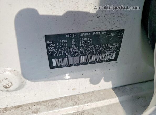 4S3BWAC60L3015114 2020 SUBARU LEGACY White Engine compartment view