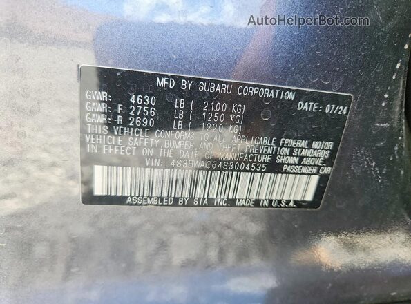 4S3BWAC64S3004535 2025 SUBARU LEGACY Gray Engine compartment view
