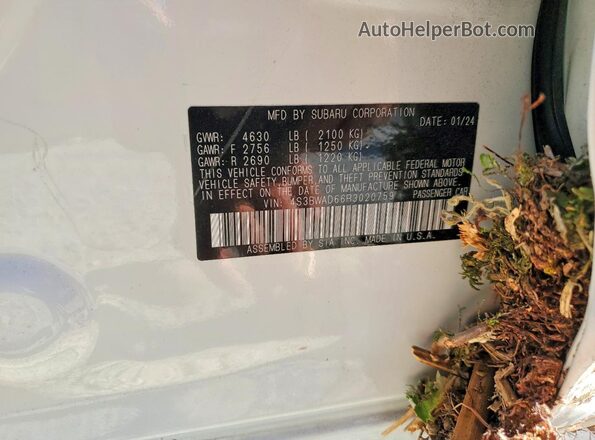 4S3BWAD66R3020759 2024 SUBARU LEGACY White Շարժիչի բաժամունքի տեսք