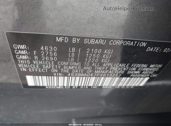 4S3BWAD67P3013252 2023 SUBARU LEGACY Gray Вид підкапотного простору