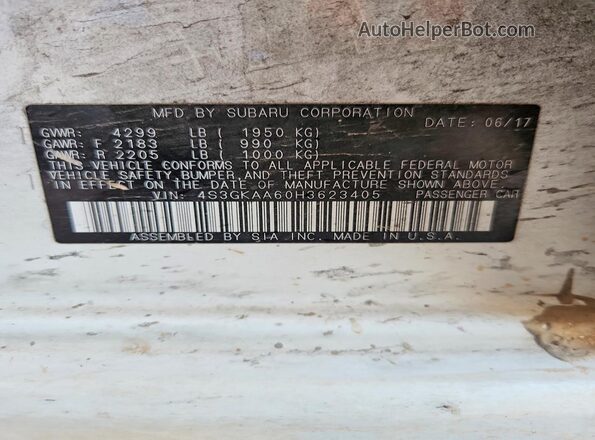 4S3GKAA60H3623405 2017 SUBARU IMPREZA White Շարժիչի բաժամունքի տեսք
