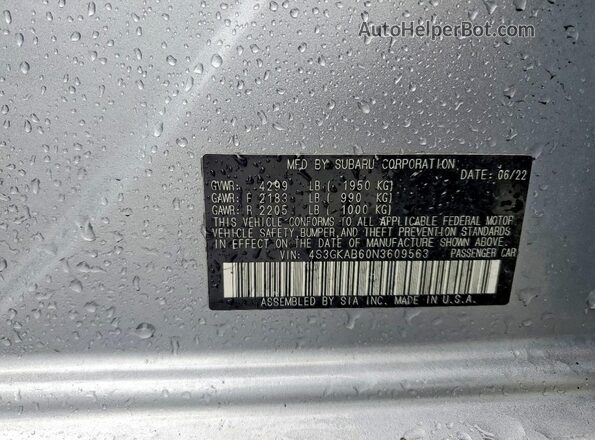 4S3GKAB60N3609563 2022 SUBARU IMPREZA Silver Вид підкапотного простору