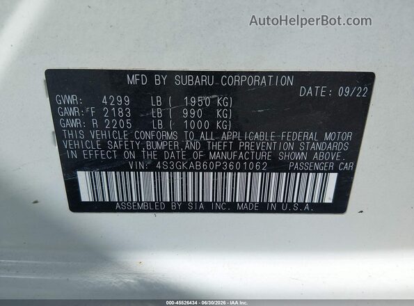 4S3GKAB60P3601062 2023 SUBARU IMPREZA White Engine compartment view
