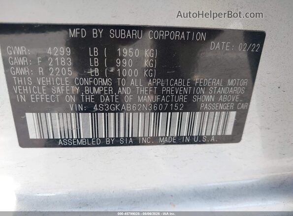 4S3GKAB62N3607152 2022 SUBARU IMPREZA Белый Вид подкапотного пространства