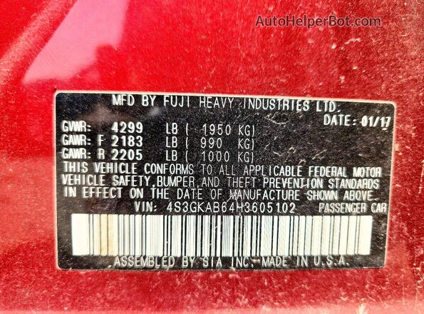 4S3GKAB64H3605102 2017 SUBARU IMPREZA Red Շարժիչի բաժամունքի տեսք