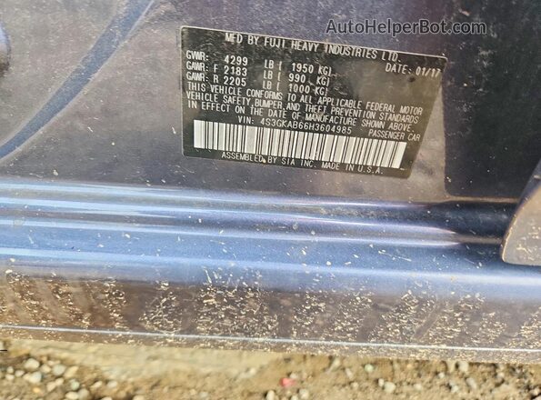 4S3GKAB66H3604985 2017 SUBARU IMPREZA Gray VIN sticker view