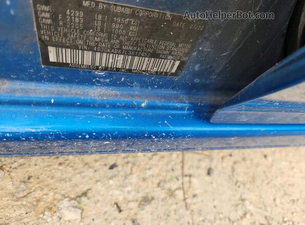 4S3GKAB67L3612652 2020 SUBARU IMPREZA Blue Vista de la etiqueta del VIN