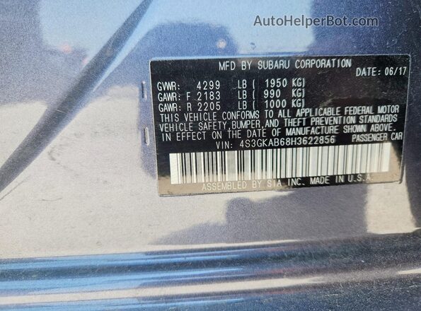 4S3GKAB68H3622856 2017 SUBARU IMPREZA Gray Engine compartment view