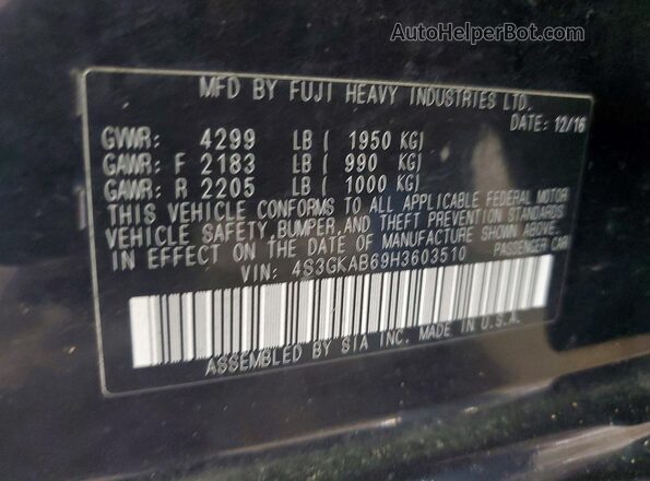 4S3GKAB69H3603510 2017 SUBARU IMPREZA Black Вид підкапотного простору