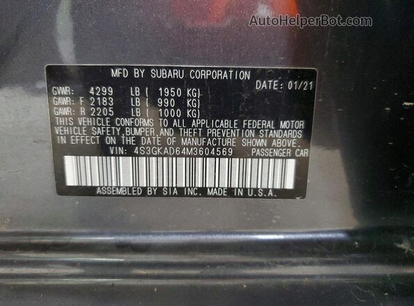 4S3GKAD64M3604569 2021 SUBARU IMPREZA Угольный Вид наклейки с VIN-кодом