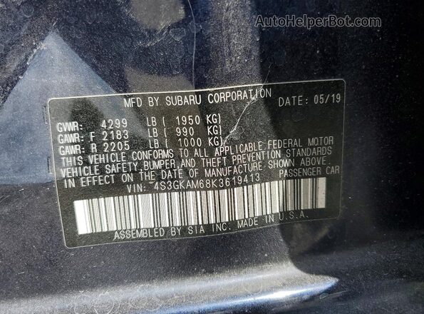 4S3GKAM68K3619413 2019 SUBARU IMPREZA Blue VIN sticker view