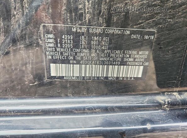 4S3GKAT62L3601489 2020 SUBARU IMPREZA Black Вид підкапотного простору