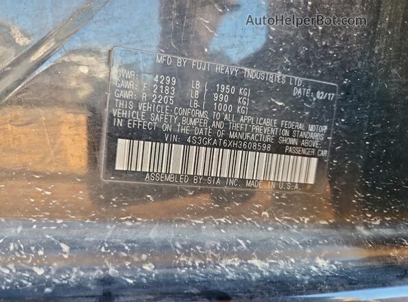 4S3GKAT6XH3608598 2017 SUBARU IMPREZA Black VIN կոդի պիտակի տեսք