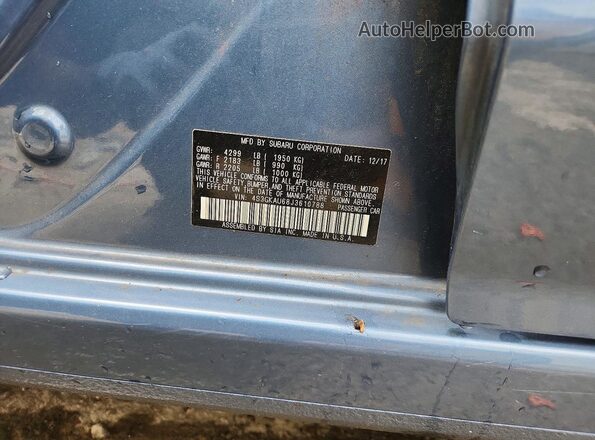 4S3GKAU68J3610788 2018 SUBARU IMPREZA Синий Вид наклейки с VIN-кодом