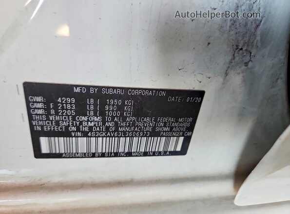 4S3GKAV63L3606973 2020 SUBARU IMPREZA White Engine compartment view