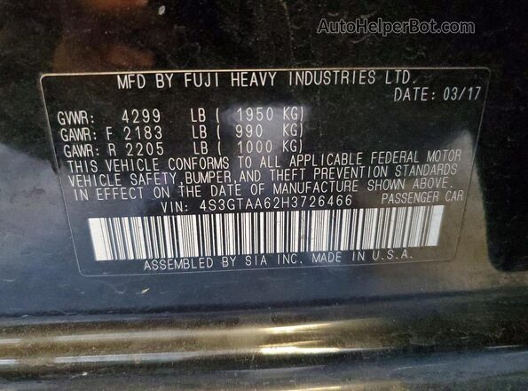 4S3GTAA62H3726466 2017 SUBARU IMPREZA Black Вид підкапотного простору