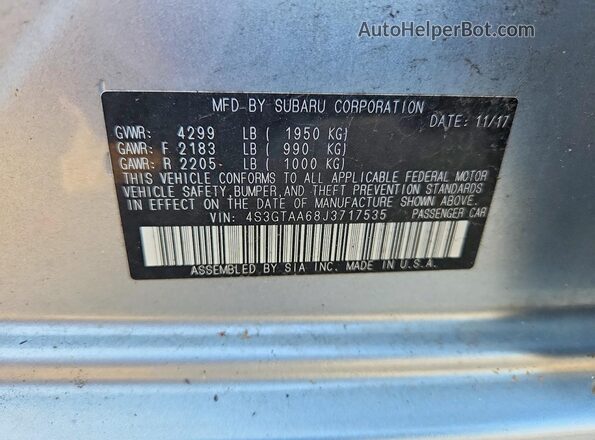4S3GTAA68J3717535 2018 SUBARU IMPREZA Silver ძრავის განყოფილების ხედი