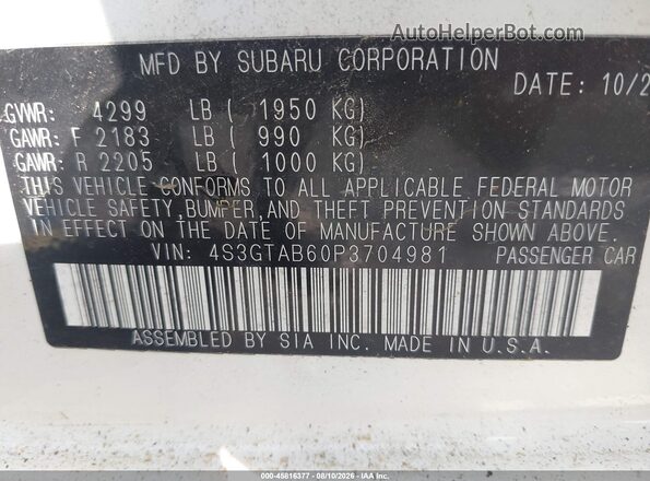 4S3GTAB60P3704981 2023 SUBARU IMPREZA White Engine compartment view