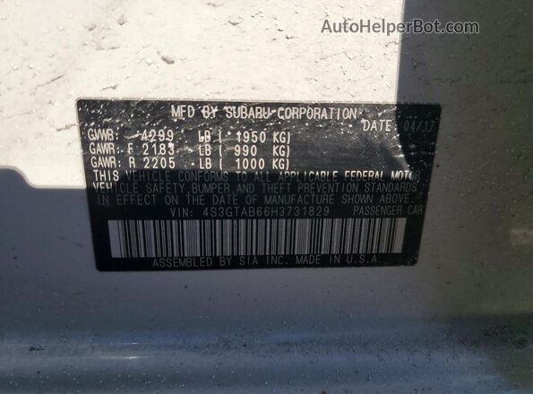 4S3GTAB66H3731829 2017 SUBARU IMPREZA White ძრავის განყოფილების ხედი