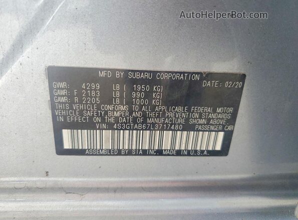 4S3GTAB67L3717480 2020 SUBARU IMPREZA Silver VIN կոդի պիտակի տեսք