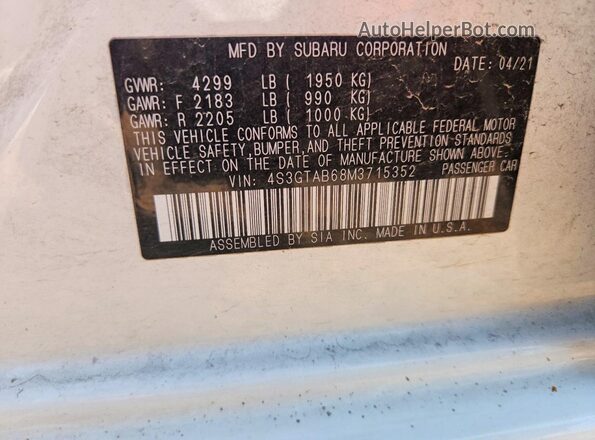 4S3GTAB68M3715352 2021 SUBARU IMPREZA White Widok komory silnika