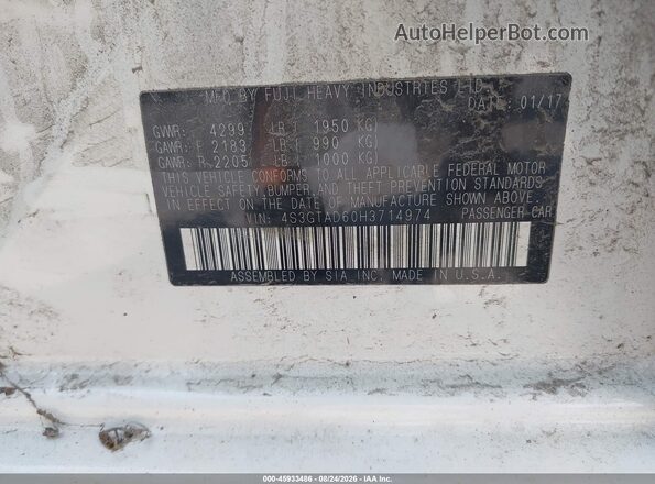 4S3GTAD60H3714974 2017 SUBARU IMPREZA White Вид підкапотного простору