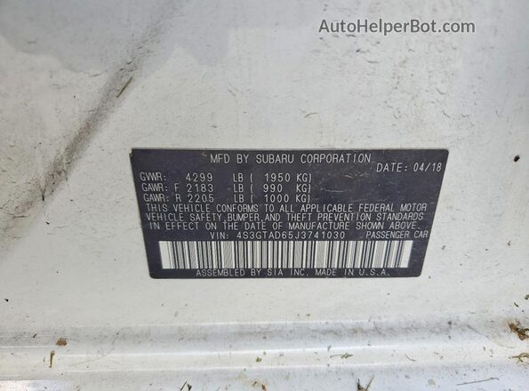 4S3GTAD65J3741030 2018 SUBARU IMPREZA White Vista del compartimento del motor